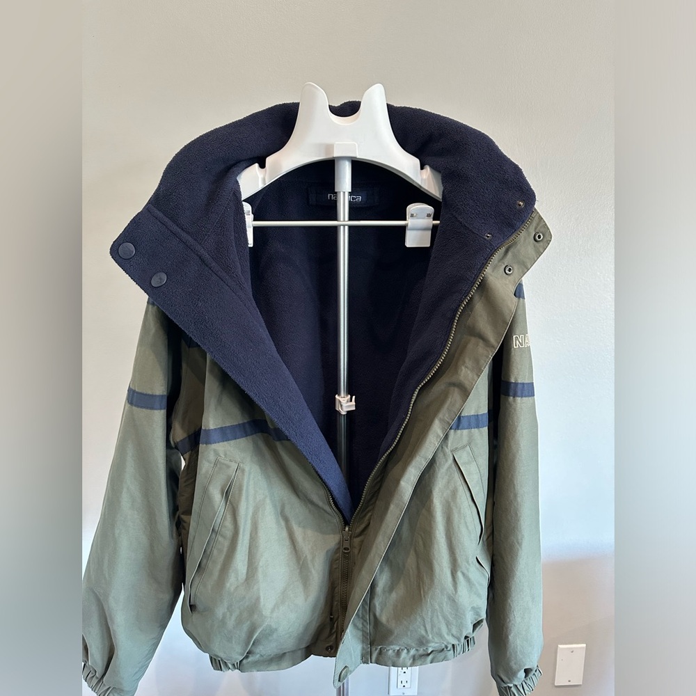 Vintage Nautica reversible waterproof jacket with hideaway hood